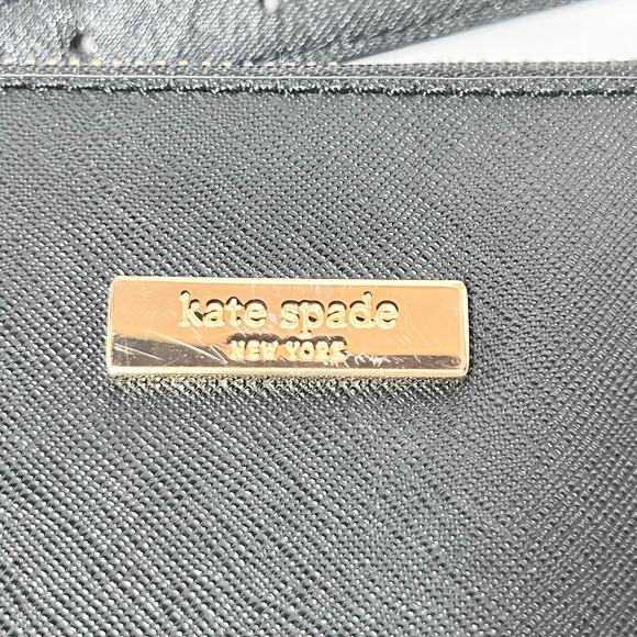 Kate Spade Large Top Handle Bag Black Leather Textured Lined Zip Button Closure - Picture 10 of 15